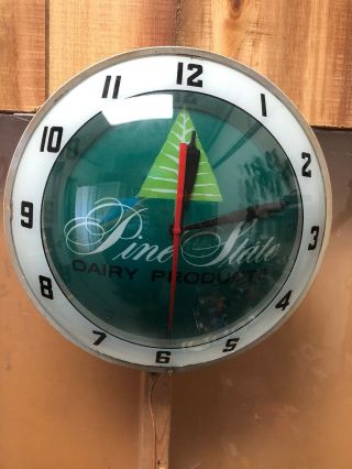 Vintage Pine State Dairy Products Advertisement Clock Rare