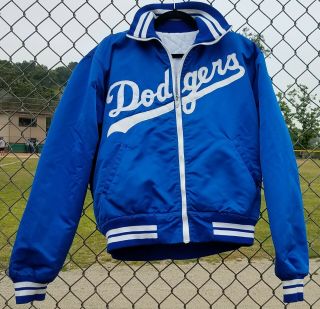 Vtg Satin Blue L.  A.  Dodgers Jacket Sz M/l