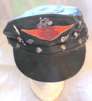 Vintage Harley Hat Patch & Pins Hd Motorcycle Collectible Old Biker Collectible