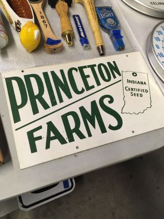 Vintage Princeton Seed Corn Farm Sign Masonite 1960 