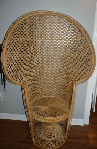 Vintage Iconic Peacock Wicker Chair 59.  5 " Tall Pick Up Only