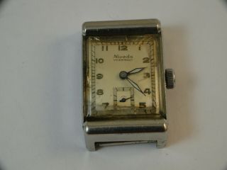 Vintage Nivada Waterproof In Steel Case Wristwatch From 1940´s Runs Ok