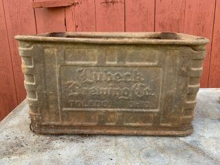 Rare Antique Vtg 1900s Lubeck Brewing Co.  Metal Beer Crate Box Case Toledo Ohio