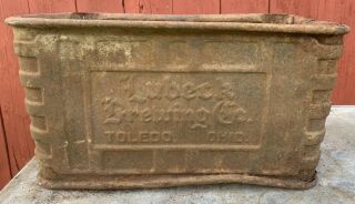 Rare Antique Vtg 1900s LUBECK Brewing Co.  Metal Beer Crate Box Case Toledo Ohio 2
