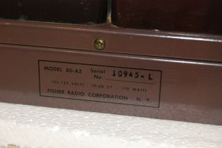 Vintage FISHER 80 AZ Mono Tube Power Amplifier -, 9