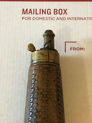Antique Copper & Brass Ornate Gun Powder Horn - Stars 2