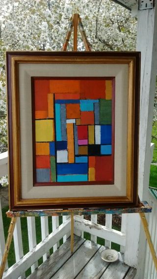 Mid Century Modern Style Abstract Painting Vintage Canvas Signed Very Cool 2