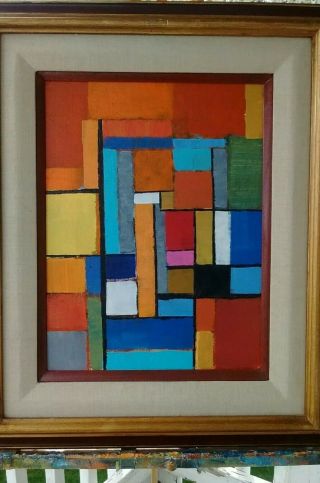 Mid Century Modern Style Abstract Painting Vintage Canvas Signed Very Cool 3