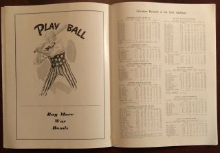 1943 MLB Baseball All - Star Game Program Shibe Park Philadelphia Rare WWII Ads 11