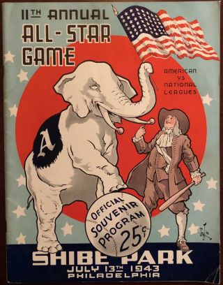 1943 Mlb Baseball All - Star Game Program Shibe Park Philadelphia Rare Wwii Ads
