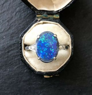Vintage Black Opal Doublet Gold Ring