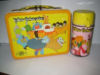 Vintage Beatles Yellow Submarine Lunchbox And Thermos