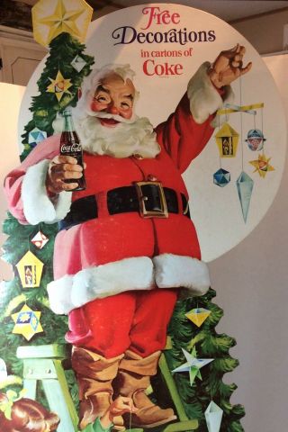 Vtg 1966 Coke Santa Cardboard Cutout Stand Up Store Display Ad 27 