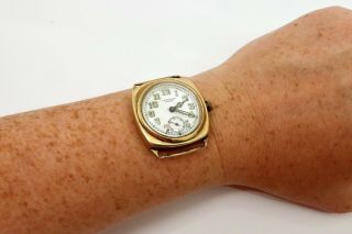 A Rare Vintage C1937 J W Benson 9ct 375 Yellow Gold Borgel Case Wristwatch A/f