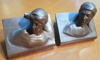 Vintage Jennings Brothers: Dante & Beatrice Bronze Bookends
