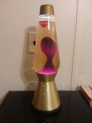 Vintage 1979 Red Lava Lamp With Gold Base - Large