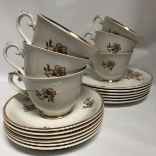 Arabia Finland Myrna Design Vintage 6 Coffee/tea Cups,  6 Saucers,  6 Dessert Plates