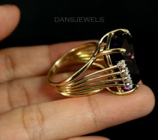 Vintage Estate Gorgeous 18K YELLOW GOLD HUGE 15,  Carat AMETHYST & Diamond Ring 6