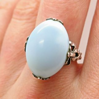 Clark & Coombs Antique Art Deco 925 Sterling Silver Buffalo Turquoise Gem Ring
