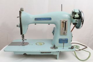 VNTG TEAL WESTINGHOUSE SEWING MACHINE BY SEWING MACHINE CO MODEL 303 4