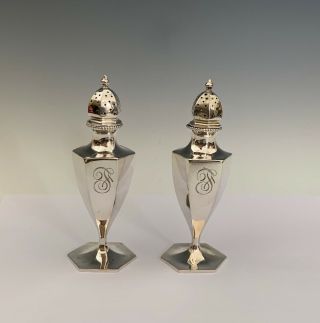 Antique Bailey Banks And Biddle Sterling Silver Salt And Pepper Shakers Mono " T "