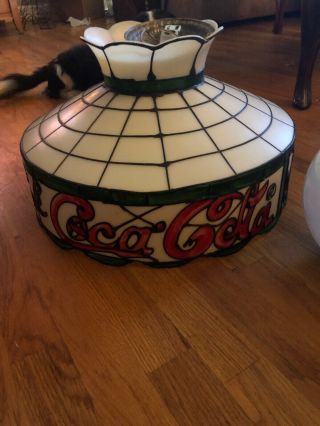 Vintage Plastic Stain Glass Looking Coca Cola Hanging Light Fixture