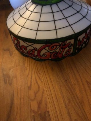 Vintage Plastic Stain Glass Looking Coca Cola Hanging Light Fixture 4