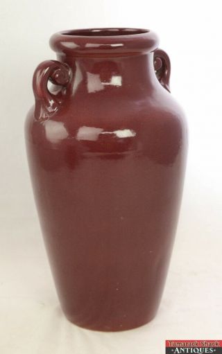 Vtg Large Burgundy Maroon Robinson Ransbottom Pottery Handled Floor Vase L9x