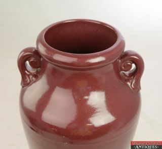Vtg Large Burgundy Maroon Robinson Ransbottom Pottery Handled Floor Vase L9X 5