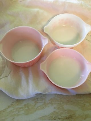 Vintage Pink Pyrex Gooseberry Casserole Dishes 471 472 &473 Near 4