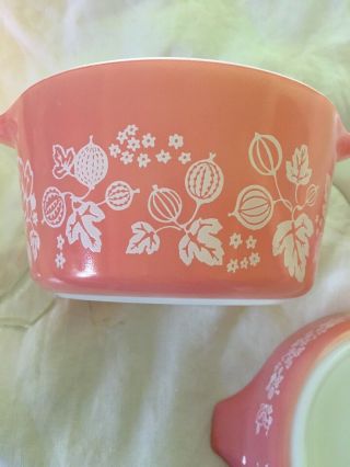 Vintage Pink Pyrex Gooseberry Casserole Dishes 471 472 &473 Near 8