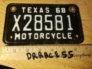 1968 Texas Motorcycle License Plate Vintage Harley 68 Antique