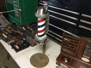 Vintage William Marvy Model 410 Lighted Barber Pole With Metal Stand 2