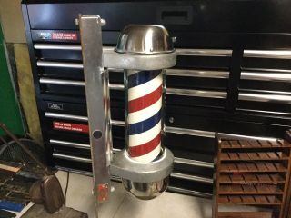 Vintage William Marvy Model 410 Lighted Barber Pole With Metal Stand 6