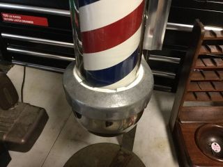 Vintage William Marvy Model 410 Lighted Barber Pole With Metal Stand 8