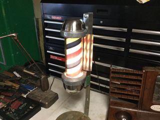 Vintage William Marvy Model 410 Lighted Barber Pole With Metal Stand 9