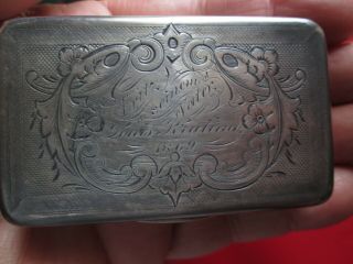 Rare - 1869 - Coin Silver - Presentation Snuff Box By Wood & Hughes - York