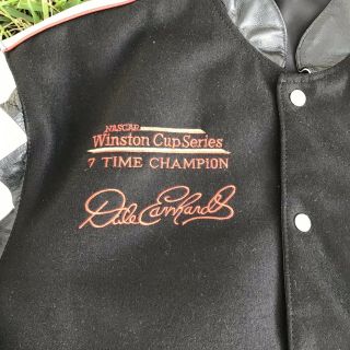 Vtg Dale Earnhardt Sr Reversible Leather Wool Jacket JH Designs NASCAR Sz Med 3