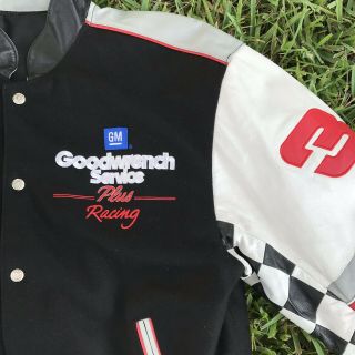 Vtg Dale Earnhardt Sr Reversible Leather Wool Jacket JH Designs NASCAR Sz Med 4