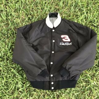 Vtg Dale Earnhardt Sr Reversible Leather Wool Jacket JH Designs NASCAR Sz Med 8