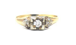 Antique Art Deco Diamond Engagement Wedding Band Ring 14k Yellow Gold Size 7.  25