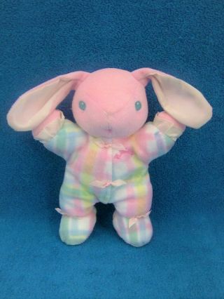 Playskool Snuzzles Bunny Rabbit 10 " Plush 1996 Plaid Fleece By Hasbro -