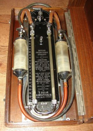 Vintage Davidson Pneumothorax Apparatus By J.  Sklar In A Wooden Travel Box