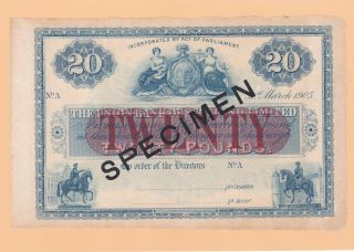 1905 £20 Specimen Union Bank Of Scotland Limited In Au/cu Cond.  Watermark,  Rare