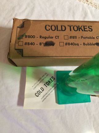 Vintage COLD TOKE Milwaukee Mask Comp Green Bong Pipe 9 Inch 8