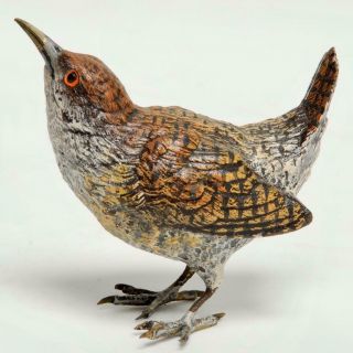 Vintage Austrian Miniature Bronze Cold Painted Bird 3 "