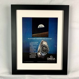 Framed & Matted Vintage 1970 Omega Speedmaster Nasa Moon Watch Ad