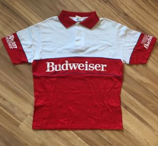 Vintage 1990s Budweiser Nascar Team Budweiser Pit Crew Shirt Rare Euc Xl