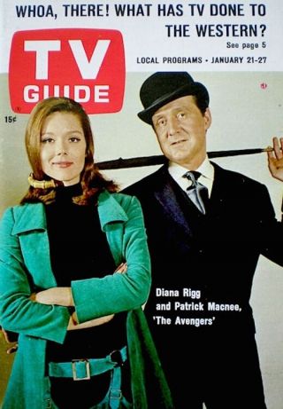 Tv Guide 1967 The Avengers Diana Rigg Emma Peel Patrick Macnee John Steed Vtg Ex