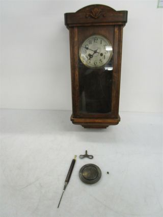 Vintage Gustav Becker Wall Clock W/ Pendulum For Parts/repair